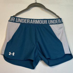 Blue Under Armour Running Jogging Shorts Breathable Mesh Liner